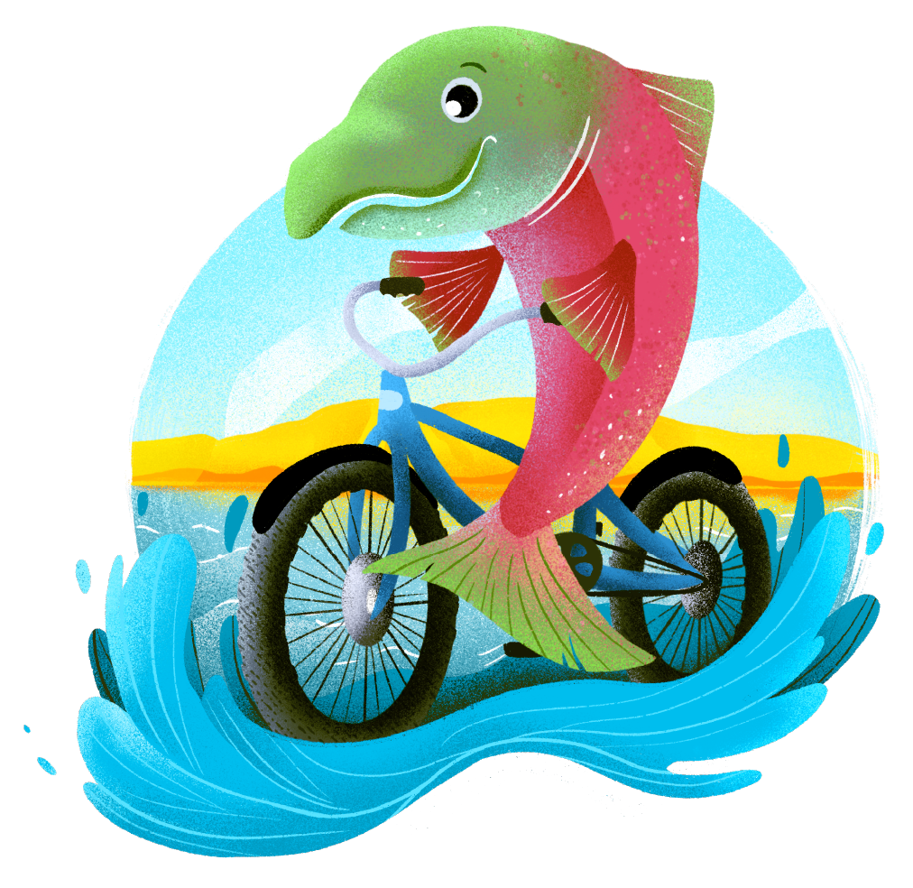 Biking Upstream- Art Print