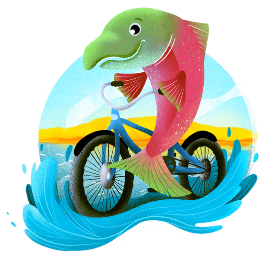 Biking Upstream- Art Print