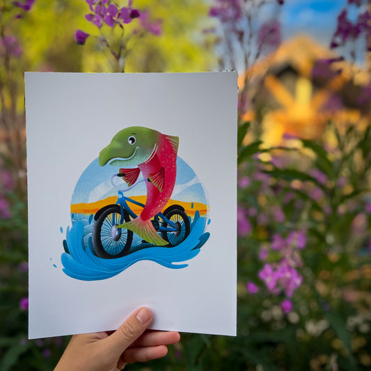Biking Upstream- Art Print